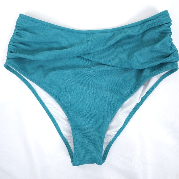 Cupshe teal solid ribbed ruffle 2 piece set size L - Picture 4 of 13